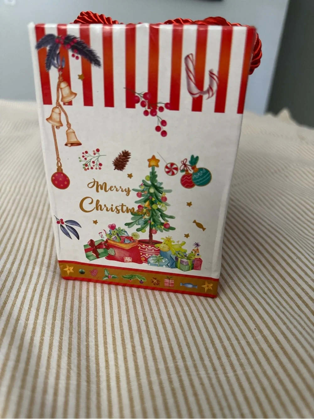 Holiday Christmas Santa Mug with Spoon - White & Red